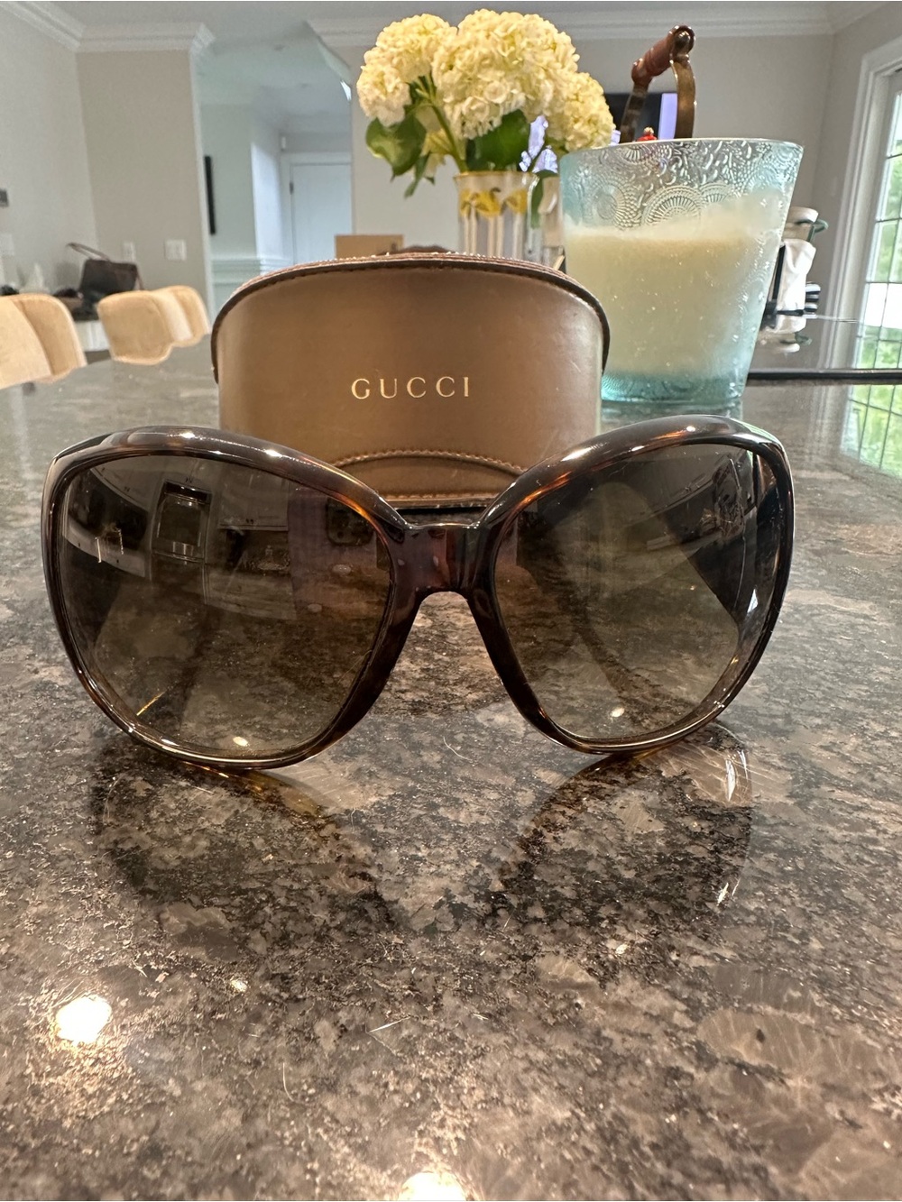 Gucci Oversized Tortoiseshell Sunglasses with Gradient Lenses